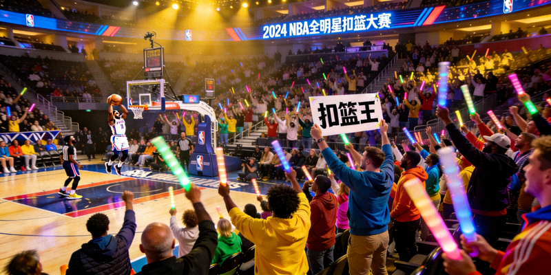 NBA全明星周末扣篮大赛现场观众欢呼场景